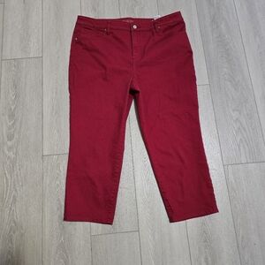 Chico's Slim Leg Crop Red Denim Jeans Size 16